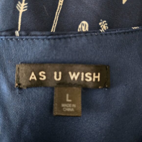 AS U WISH WOMENS SHORT ROMPER NAVY WITH WHITE ARROWS SIZE LARGE EUC - Picture 2 of 6